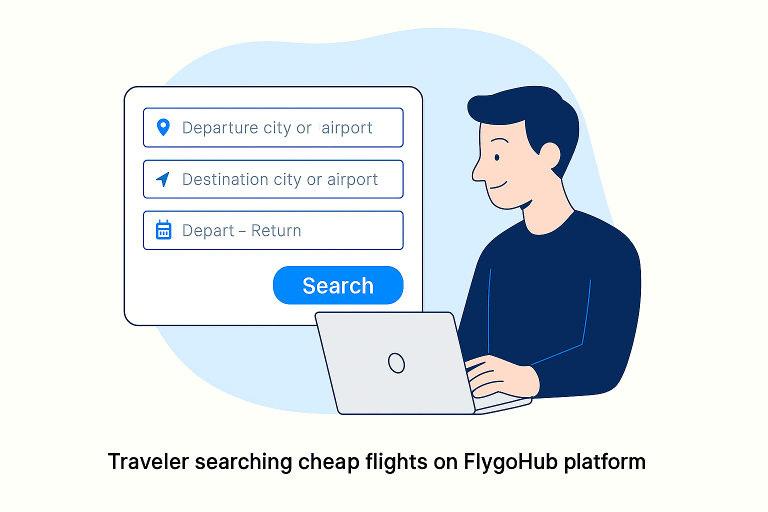 Traveler using FlygoHub to search for cheap flights in 2025