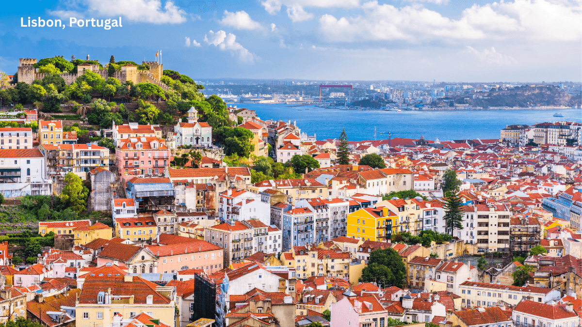 Lisbon Portugal cityscape with São Jorge Castle and Tagus River view